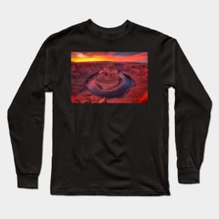 Horseshoe Bend Fiery Sunset Long Sleeve T-Shirt